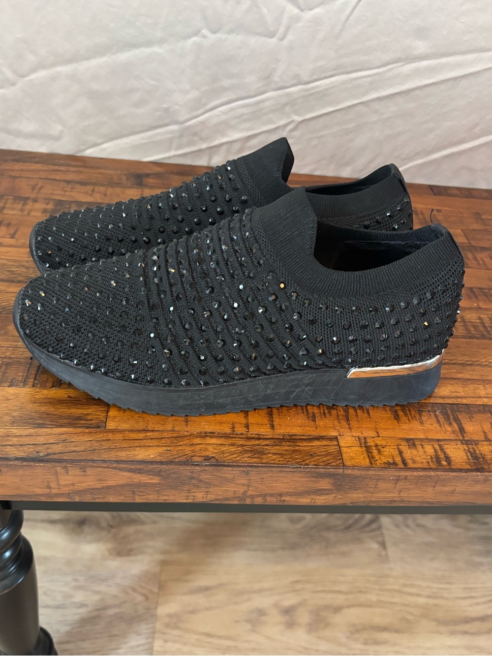 Kenneth Cole Black Slip-On Athletic Sneakers with Embellishments